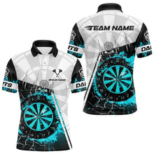 Load image into Gallery viewer, Personalized Turquoise Break Glass Dartboard Fire Polo, 1/4 Zip Custom Men Dart Shirts Dart Jersey TDM3775
