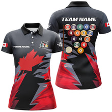 Load image into Gallery viewer, Personalized Canadian Leaf Patriotic Billiard Shirts For Women, Team Canada Billiard Jerseys TDM2571