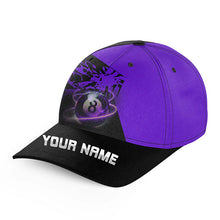 Load image into Gallery viewer, Personalized 8 Ball Pool Purple Billiard Hats, 3D Printed Billiard Baseball Cap For Pool Player TDM2816