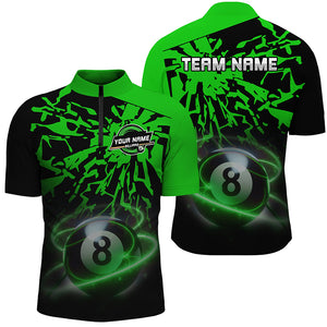 Personalized Green Billiard Ball 8 Thunder Pool Shirts For Men Custom Billiard Jersey Short Sleeve TDM2818