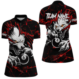 Personalized Thunder Lightning Wolf Billiard Shirts For Women Custom Billiard League Jerseys |Red TDM2824