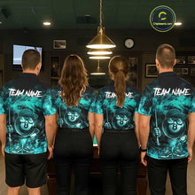 Load image into Gallery viewer, Turquoise Funny 8 Ball Pool Flame Smoke Billiard Shirt For Women Custom Billiard Team Jersey  TDM5547