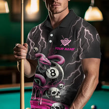 Load image into Gallery viewer, Pink And Black Thunder Lightning Skull Snake Billiard Shirts For Men Custom 8 Ball Billiard Jerseys TDM3627