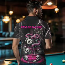 Load image into Gallery viewer, Pink And Black Thunder Lightning Skull Snake Billiard Shirts For Men Custom 8 Ball Billiard Jerseys TDM3627