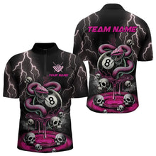 Load image into Gallery viewer, Pink And Black Thunder Lightning Skull Snake Billiard Shirts For Men Custom 8 Ball Billiard Jerseys TDM3627