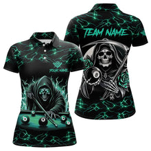 Load image into Gallery viewer, Turquoise Funny Death Skeleton Roses 8 Ball Pool Women Billiard Shirts Custom Thunder Billiard Jersey TDM3630