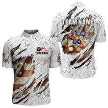 Load image into Gallery viewer, Billiard Ball Retro US Flag White Grunge Billiard Shirt For Men Custom 8 Ball Pool Billiard Jersey TDM3636