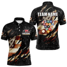 Load image into Gallery viewer, Billiard Ball Retro US Flag Black Grunge Billiard Shirt For Men Custom 8 Ball Pool Billiard Jersey TDM3637