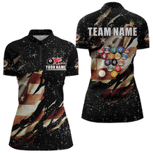 Load image into Gallery viewer, Billiard Ball Retro US Flag Black Grunge Billiard Shirt For Women Custom 8 Ball Pool Billiard Jersey TDM3637