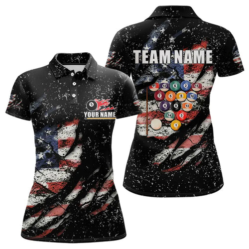Billiard Balls US Flag Black Grunge Billiard Shirts For Women Custom 8 Ball Pool Billiard Jerseys TDM3638