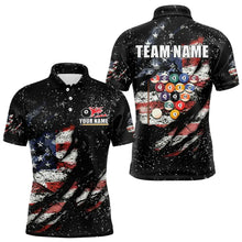 Load image into Gallery viewer, Billiard Balls US Flag Black Grunge Billiard Shirts For Men Custom 8 Ball Pool Billiard Jerseys TDM3638