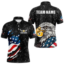 Load image into Gallery viewer, Black Grunge Eagle American Flag Custom 9 Ball Pool Men&#39;s Billiard Shirts, Billiard Team Jerseys TDM3779