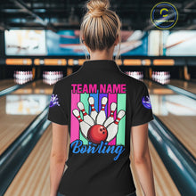 Load image into Gallery viewer, Custom Neon Bowling Shirt For Women, Funny Strike Bowling Team Jersey Polo &amp; Quarter Zip Shirts TDM6169