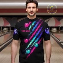Load image into Gallery viewer, Custom Neon Bowling Shirt For Men, Funny Strike Bowling Team Jersey Polo &amp; Quarter Zip Shirts TDM6169