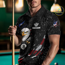 Load image into Gallery viewer, Black Grunge US Flag Eagle Billiard Shirt For Men Custom 8 Ball Pool Team Jersey Polo &amp; 1/4 Zip TDM6404
