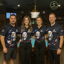 Load image into Gallery viewer, Black Grunge US Flag Eagle Billiard Shirt For Men Custom 8 Ball Pool Team Jersey Polo &amp; 1/4 Zip TDM6404