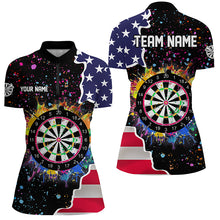 Load image into Gallery viewer, Grunge Colorful Darts Board US Flag Darts Shirts For Women Custom Patriotic Darts Team Jerseys TDM1681
