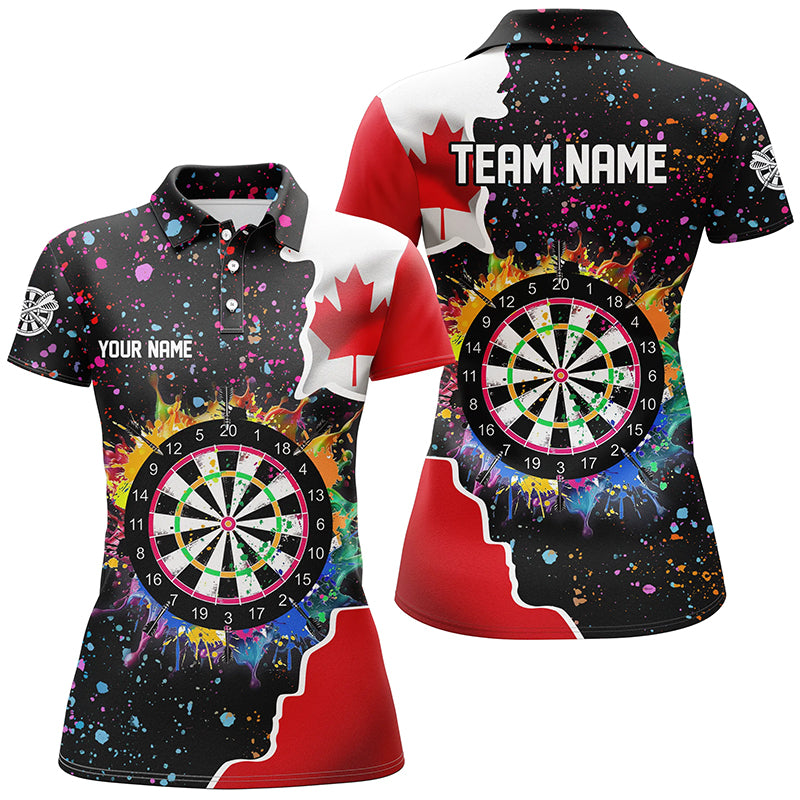 Grunge Colorful Darts Board Canada Flag Darts Shirts For Women Custom Patriotic Darts Team Jerseys TDM1682