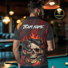 Load image into Gallery viewer, Personalized Skull And Snakes Flame Billiard Shirt For Men Custom 8 Ball Pool Team Jersey |Red TDM5084