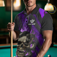Load image into Gallery viewer, Personalized Skull And Snakes Flame Billiard Shirt For Men Custom 8 Ball Pool Team Jersey |Purple TDM5086