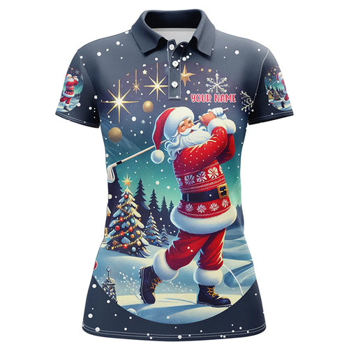 Funny Santa Golfer Christmas Night Women Golf Polo Shirts Custom Golfing Gifts For Christmas TDM3064