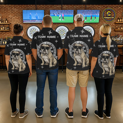 Personalized Funny Bulldog Darts Shirt For Men Custom Star Pattern Dart Jersey Team Polo & 1/4 Zip TDM5554