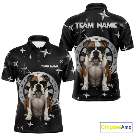 Personalized Funny Bulldog Darts Shirt For Men Custom Star Pattern Dart Jersey Team Polo & 1/4 Zip TDM5555