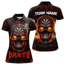 Load image into Gallery viewer, Personalized Red Dartboard Skull Fire Crack Dart Shirts Polo &amp; 1/4 Zip For Women Custom Dart Jerseys TDM3641