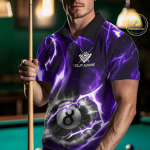Load image into Gallery viewer, Purple 8 Ball Thunder Lightning Billiard Shirt For Men Custom Pool Team Jersey Polo &amp; Quarter Zip TDM6171