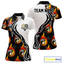 Load image into Gallery viewer, Custom Flame 8 Ball 9 Ball Billiard Shirt For Women, Billiard Pool Team Jersey Polo &amp; 1/4 Zip Shirt TDM6175