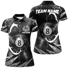 Load image into Gallery viewer, Personalized Black 8 Ball Pool Billiard Shirts For Women Custom Thunder Lightning Pool Jerseys TDM2588