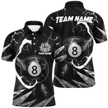 Load image into Gallery viewer, Personalized Black 8 Ball Pool Billiard Shirts For Men Custom Thunder Lightning Pool Jerseys TDM2588