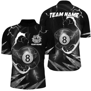 Personalized Black 8 Ball Pool Billiard Shirts For Men Custom Thunder Lightning Pool Jerseys TDM2588