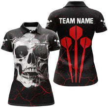 Load image into Gallery viewer, Personalized Large Darts Arrow Smoke Skull Dart Shirts For Women, Scary Darts Team Jerseys | Red TDM2595