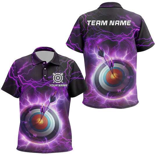 Personalized Archery 3d Target Custom Purple Thunder Lightning Kid Polo Shirts, Archery Jerseys TDM0997