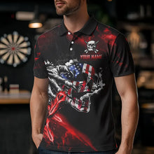 Load image into Gallery viewer, Fire Flame Darts Board American Flag Skull Dart Shirts For Men Custom Darts Team Jerseys |Red TDM3646