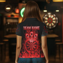 Load image into Gallery viewer, Fire Flame Darts Board American Flag Skull Dart Shirts For Women Custom Darts Team Jerseys |Red TDM3646