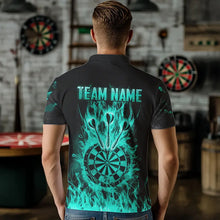 Load image into Gallery viewer, Fire Flame Darts Board American Flag Skull Dart Shirts For Men Custom Darts Team Jerseys |Turquoise TDM3648