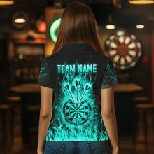Load image into Gallery viewer, Fire Flame Darts Board American Flag Skull Dart Shirts For Women Custom Darts Team Jerseys |Turquoise TDM3648
