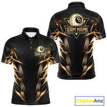 Load image into Gallery viewer, Black And Gold Lightning 8 Ball Pool Billiard Shirts For Men Custom Billiard Team League Jerseys NYN2920