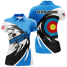 Load image into Gallery viewer, Personalized Blue Archery Jerseys Women Polo &amp; Quarter-Zip Shirts Custom Archery Bow Shirts TDM1686