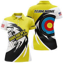Load image into Gallery viewer, Personalized Yellow Archery Jerseys Women Polo &amp; Quarter-Zip Shirts Custom Archery Bow Shirts TDM1687