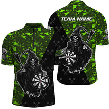 Load image into Gallery viewer, Personalized Green Abstract Death Skeleton Men Darts Shirts, Funny Halloween Scary Darts Jerseys TDM2607