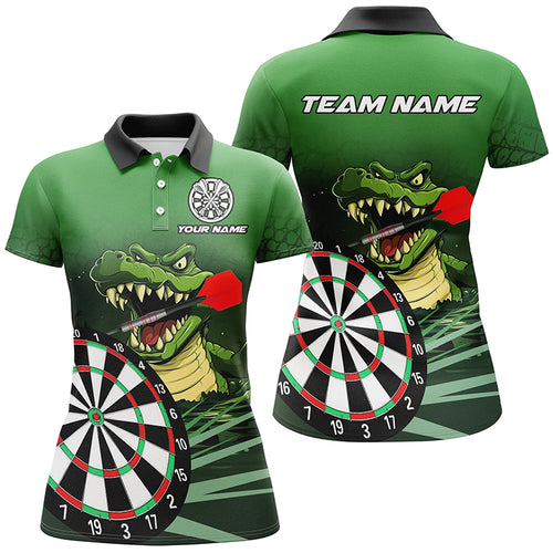 Personalized Green Funny Crocodilian Darts Shirts For Women, Darts Team Jerseys, Darts Gifts TDM2608