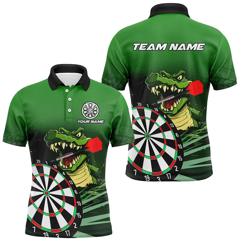 Personalized Green Funny Crocodilian Darts Shirts For Men, Darts Team Jerseys, Darts Gifts TDM2608