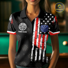 Load image into Gallery viewer, Personalized American Flag Dart Polo &amp; Quarter Zip Shirt For Women Custom Patriotic Dart Jerseys TDM3083