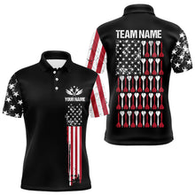 Load image into Gallery viewer, American Flag Patriotic Darts Polo &amp; Quarter Zip Custom Dart Shirts For Men Black Dart Jerseys TDM3322