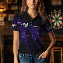 Load image into Gallery viewer, Personalized Thunder Lightning Funny Storm Custom Dart Shirts For Women, Cool Purple Dart Team Jersey TDM3496
