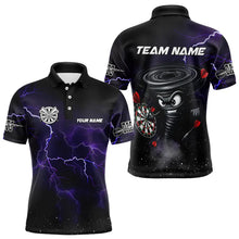 Load image into Gallery viewer, Personalized Thunder Lightning Funny Storm Custom Dart Shirts For Men, Cool Purple Dart Team Jersey TDM3496