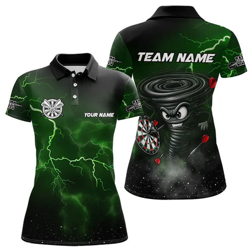 Personalized Thunder Lightning Funny Storm Custom Dart Shirt For Women, Cool Green Dart Team Jerseys TDM3497